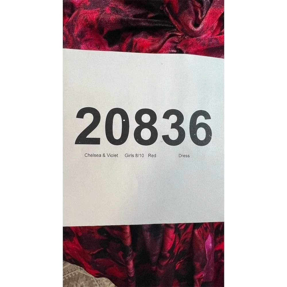 NEW Chelsea & Violet Girls Size 8 / 10 Red Velvet Rose Print Party Dress Holiday